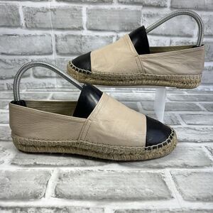 Aldo Women’s Size 7.5 Ivory Beige w/ Black Leather Cap Toe Espadrilles Shoes